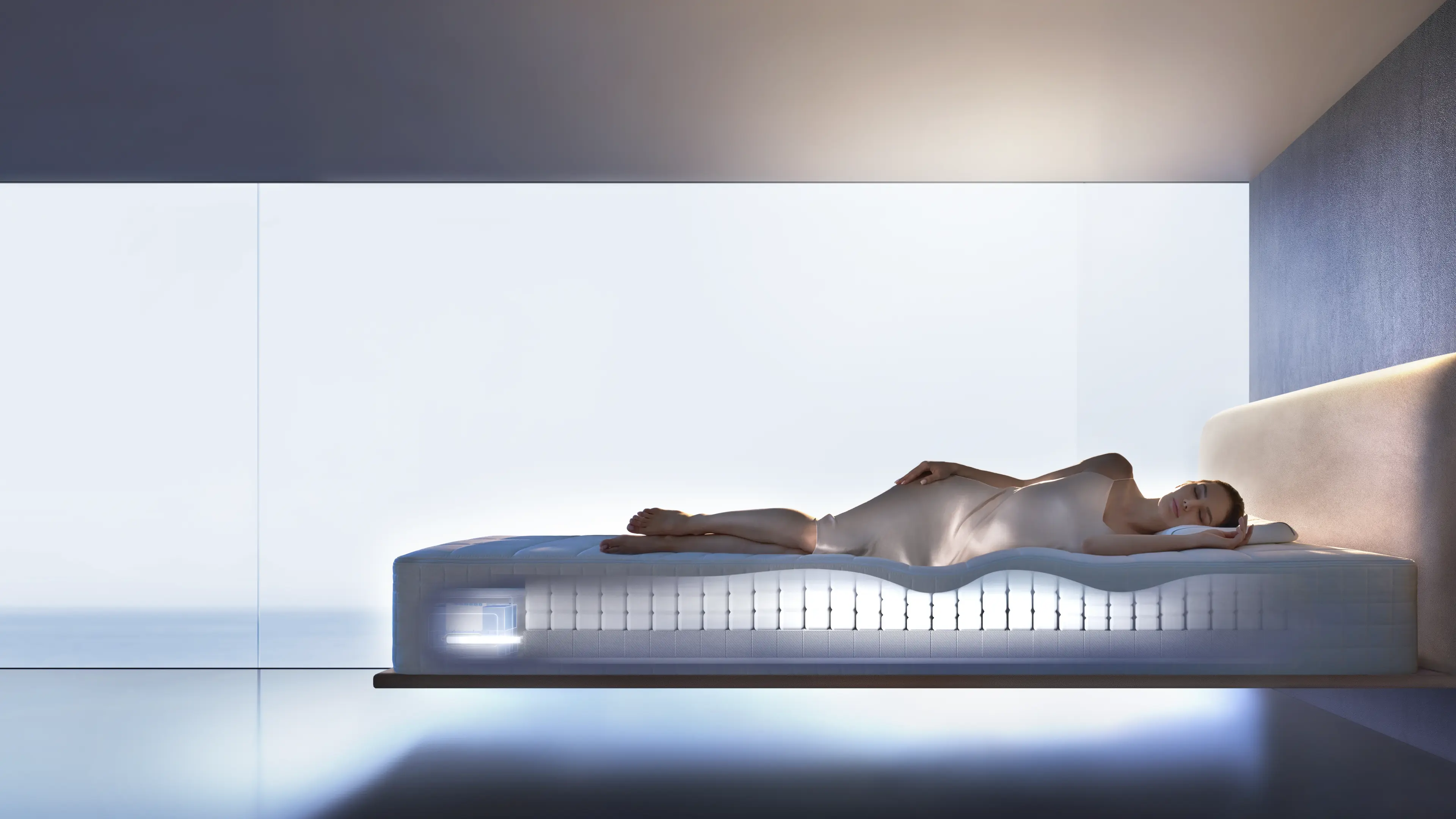 HEKA AI Mattress adapting to a side sleeper